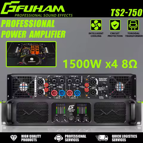 FUHAM TS2-750 Professional Power Amplifier 1500W*4 Channel Audio DJ Subwoofer Preamp TD-Class Line A