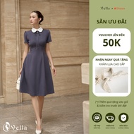 Short-sleeved Peter Pan collar office flare dress – Vella Fashion VD25060