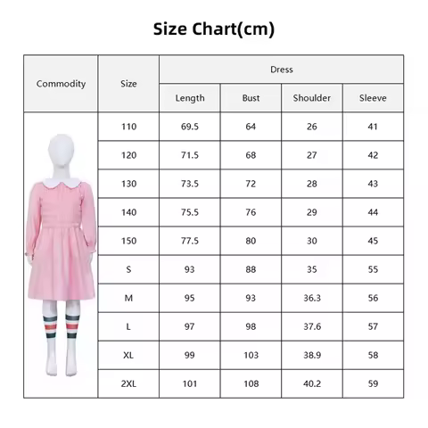 ♥ 2026 New Strange Stories Jane Cosplay Costume Little Eleven Pink Long Sleeved Dress with Socks Hal