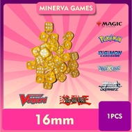 Novice Dice Dice Clear Transparent 16mm Pokemon MTG digimon - Yellow