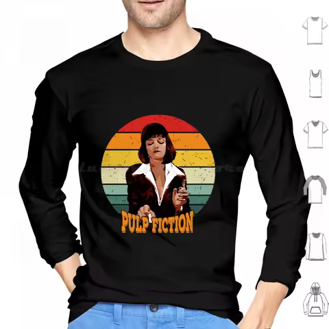 Mia Wallace Retro Vintage Hoodies Long Sleeve Tarantino Cool Pulp Fiction Vincent Vega Mia Wallace C