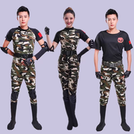 ลายพราง Hero Military Dance ชุดสูท Performance Uniform ยืดได้ Chorus Performance เสื้อผ้าสําหรับผู้ใ