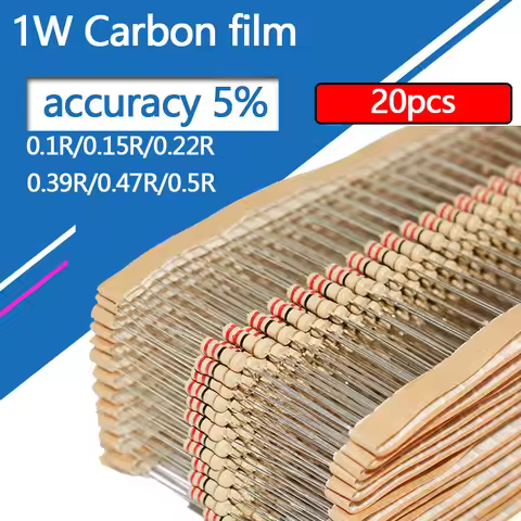 20pcs 1W 0.1R 0.15R 0.22R 0.39R 0.47R 0.5R 5% Resistance 0.1 0.15 0.22 0.39 0.47 0.5 Ohm 0.1R-3M Car