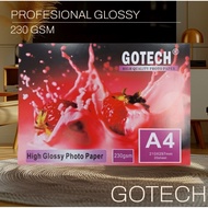 GOTECH 230 GSM PROFESSIONAL 230 GSM PHOTO PAPER 230 GLOSSY A4 High Glossy Photo Paper