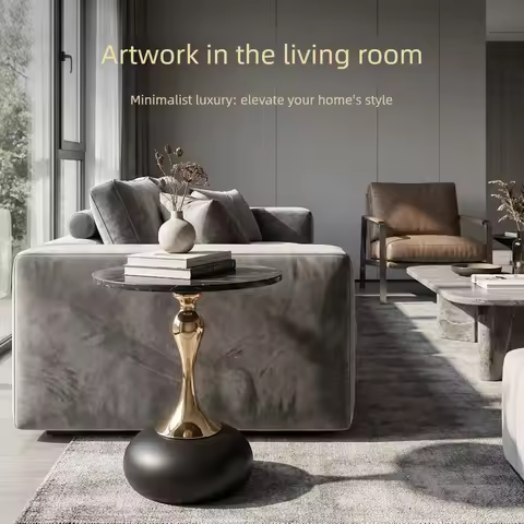 Minimally Designed Marble Edge Stand, Coffee Table Tripod, Metal Sofa Edge Coffee Table Base, Small 