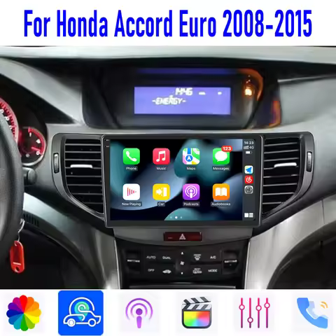 GPS 9" For Honda Accord Euro 2008-2015 Car Radio Head Unit Wireless Apple Carplay Android 13 Auto Re
