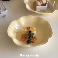 Milk Yellow High-End Ruffled Dinner Plate ins Style Style Style Fruit Salad Plate Pasta Ceramic Plat