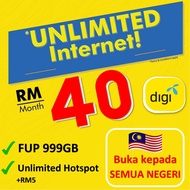 DIGI SIM CARD UNLIMITED Data &amp; call Prepaid 40 6mbps DAPAT NUMBER VIP (RANDOM)