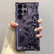1 ชิ้น เคสโทรศัพท์มือถือกันกระแทกแฟชั่นหรูหราลายกุหลาบดำสี่เหลี่ยม (ฟิล์มเลนส์กล้อง) เข้ากันได้กับ S
