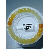 #J38  100% Natural Grade A Myanmar Yellow Jade Bracelet 8.4mm