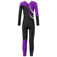 Girls' Sporty Leotard Long Sleeve Children's Gymnastics Leotard Dance Costume Two-Tone Dance Suit