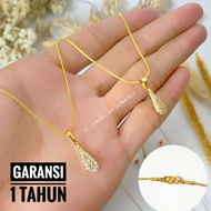 Small Square Milano Model Necklace and Fish Fin Pendant | Original Stainless Material | One Year Gua