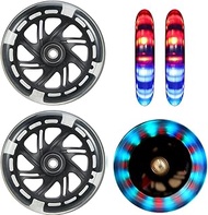2Pcs 120mm Light Up Scooter Wheels - 2pcs Rear 80mm Light-Up Flashing 3-Wheeled kid Scooter Replacem