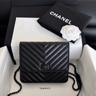 【近新閒置品】Chanel 香奈兒 so black 2.55woc 25開 極品全黑黑武士牛皮單肩側背斜挎包