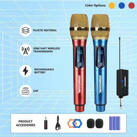 Wireless Microphone 2 Channel UHF Handheld Karaoke Micphone For Party Karaoke Church Show