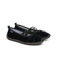 Rockfish Weather 平底芭蕾舞鞋 Station Black Velvet Ballet Flats