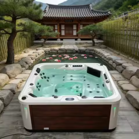 Swim Spa Whirlpool Jacuzzi Massage Bathtub Hydrotherapy Acrylic 4 Person Outdoor Modern White Relax 