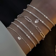 Exquisite Gold Silver Sparkling Zircon Bracelet Gypsophila Chain Bracelet Set 6 Piece Set 1.30