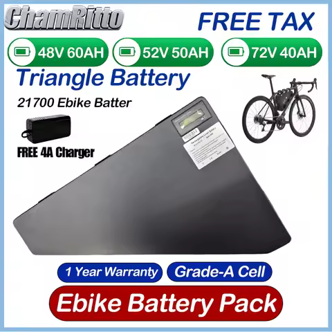 36v 48v 52v 60v 72v High Capacity Electric Bicycle cham-rider Triangle battery 30 40 60ah ebike 50Ah