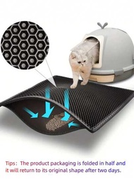 1入隨機顏色貓砂墊,雙層過濾網可防止散落,防滑防水貓砂防護墊,適用於貓砂箱、廁所區域、地上
