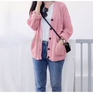 Cardi Cameroon Knitted Cardigan Button PocketWanita