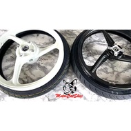 Enkei Sport Rim 3 Batang Hitam Putih Combo Set Y125ZR LC135 V8 LC135 5S Size (Front 1.4, Rear 1.6) T