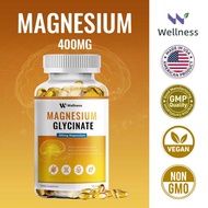 Wellness Magnesium Glycinate 400mg Supplement for Women and Men for Muscle Cramps and Sleep Support 