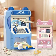 Kids ATM Bank Educational Toys with Facial Recognition Simulated Card Slot Automatic Money-Rolling A