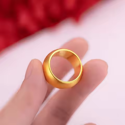 24K Gold AU999 Shiny Polished Ring 12mm Wide Men's - Premium gold, 12mm men's fit, versatile for bus