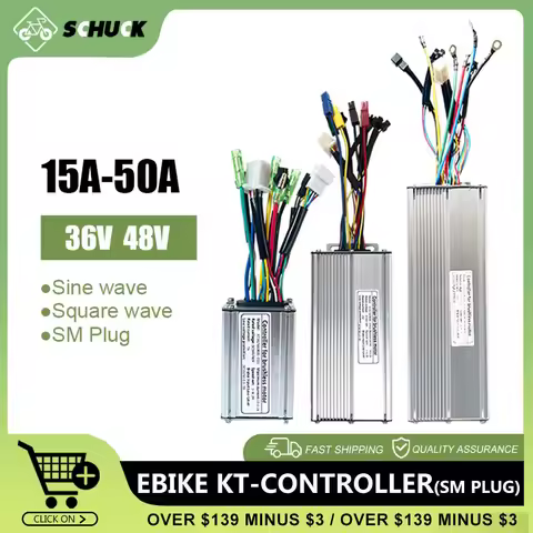 36-48V 56-90V 15A-50A KT Ebike Square Sine Wave Controller Group with All SM Connector Use for 250W-