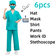 Doctor Career Costume for Kids Boys Girl Nurse Professional Uniform Surgical Cosplay Surgeon Set Per