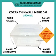 Promo TERMURAH!! KOTAK MAKAN PLASTIK THINWALL MERK DM 1500ML / BOX