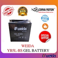 Corva Motor Weida Bateri Motosikal Yb5L Starter Ex5/Kriss/Ego/Lc135 V1/E-Bonus/Nouvo S/Srl110 Koyoko