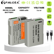 PALO EN-EL14 Type-C Rechargeable Li-Ion Battery 1650mAh for D3100/3200/3300/3400/5100/5200/5300/5500