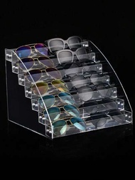 1入組透明2-7層梯形眼鏡收納架，眼鏡顯示架適用於家居使用，適用於高檔零售櫃台展示男女太陽眼鏡，讀書眼鏡和玩具盲盒收藏動作人物的收納整理