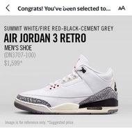 Nike Air Jordan 3 OG 白水泥 US12 35-46碼 順豐包郵
