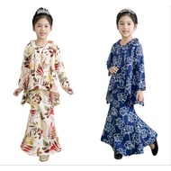 Baju Kurung Kebaya Batik Modern Girls 1-12Tahun Baju Kebaya Budak Perempuan Melayu Dress Raya Kebaya Long Dress