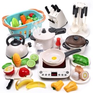 CUTE STONE Pretend Play Kitchen Toy with Cookware Steam Pressure Pot and Electronic Induction Cookto