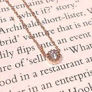 【Moriarty Jewelry】滾珠邊- 單鑽 - 14k玫瑰金 / 白金 小鑽項鍊