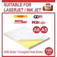 A5/A6 Sticker/Consignment Notes/Shipping Sticker/Label Sticker/AWB Sticker ( Ready stock)