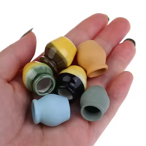 6Pcs 1:12 Dollhouse Miniature Porcelain Flower Vase Dolls House Accessories
