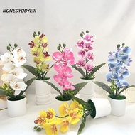 NONEDYODYE9I Artificial Faux Plants, Pink Multi-Bloom Artificial Orchid Potted Flowers,  Simulated W