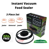 Instant Vacuum Food Sealer Press Dome Lid Multipurpose 3pcs/set Ready Stock