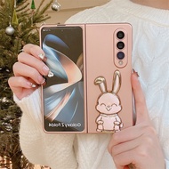 Samsung Galaxy Z Fold 7 6 5 4 3 2 5G Fashion Cute Rabbit Bracket Stand Holder Matte Skin Mobile Phon