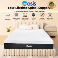 OASIS Spring Mattress Super Single/Single/Queen Size 25cm Cool Pocket Spring Latex and Memory Foam M