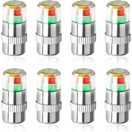 8PCS Tire Pressure Monitor Valve Stem Caps, 2.4 Bar 36PSI Pressure Monitor Stem Covers with 3-Color 
