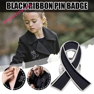 AUGUSTINA Funeral Ribbon Badge Brooch, Breast Cancer Awareness Black Ribbon Pin, Enamel Black Ribbon