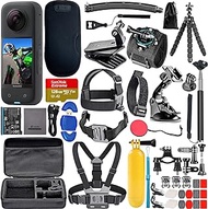 Insta360 X3 - Waterproof 360 Action Camera | 48MP Sensors | 5.7K HDR Video | 72MP 360 Photo Bundle with SanDisk Extreme 128GB Memory, High Speed Card Reader + 50 Piece Insta 360 Accessory Kit