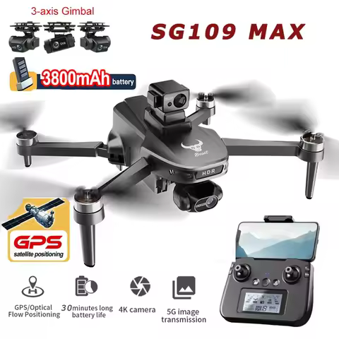 SG109 MAX2 Drone GPS Professional FPV 8K Dual Camera with 3-Axis Gimbal 4KM Brushless GPS Quadcopter