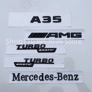 3D ABS Black A35 Logo Body Kit TURBO 4MATIC Emblem Badge For Mercedes Benz A35 AMG Car Rear Trunk St